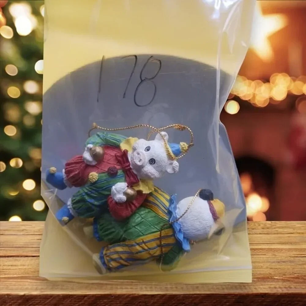 Clowns pig & panda bear ornaments multicolor